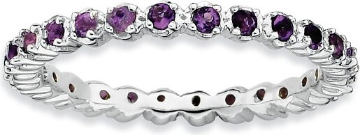 Black Bow Jewelry Co. BlackBowJewelry2.25mmSterlingSilverStackableProngSetAmethystBandSize7