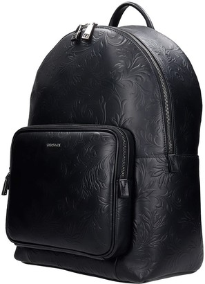 Versace Backpack In Black Leather
