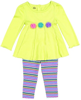 Kids Headquarters Lime Flower Tunic & Purple Leggings - Infant