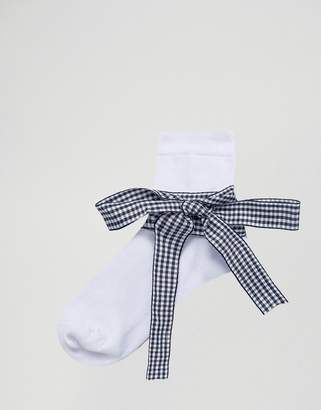 ASOS Gingham Bow Strap Ankle Socks