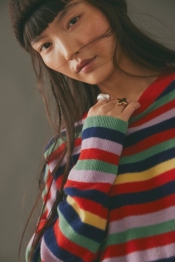 Free People Tomorrow Stripe Cashmere Sweater