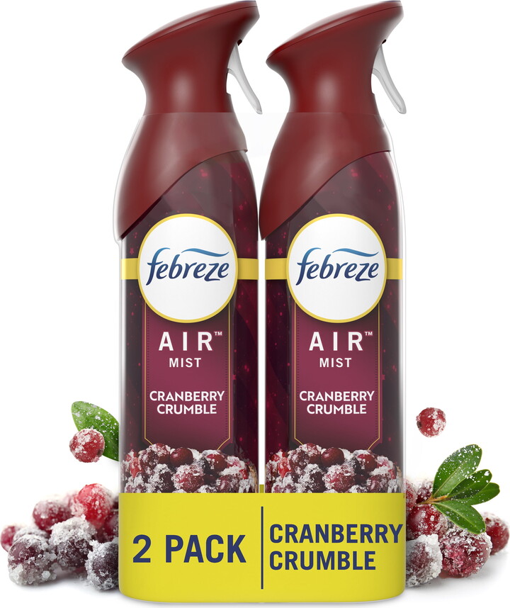 Febreze Air Mist, Odor-Fighting Air Freshener, Cranberry Crumble, 8.8 oz. Aerosol, Pack of 2