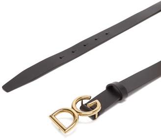Dolce & Gabbana Monogram Buckle Leather Belt - Mens - Black