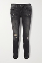 Thumbnail for your product : R 13 Kate Distressed Low-rise Skinny Jeans - Black