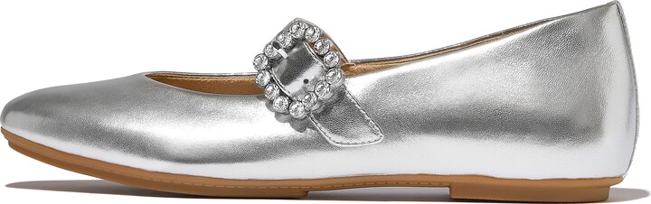 FitFlop DELICATO Crystal-Buckle Metallic-Leather Mary Janes