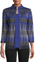 Thumbnail for your product : Misook Plus Size High-Neck Graphic Knit Jacket
