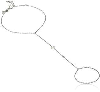 Shy by Sydney Evan Women's White Rhodium Plated Sterling Silver Diamond Bezel Heart Hand Chain Bracelet