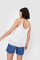 Thumbnail for your product : Nasty Gal Womens V Neck Ruffle Hem Button Down Cami Top - White - S