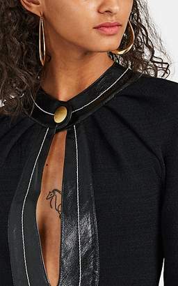 Proenza Schouler Women's Leather-Trimmed Rib-Knit Fit & Flare Dress - Black