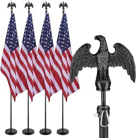 Yescom USA, Inc. Yescom 4 Pack 8Ft Sectional Indoor Flag Pole Kit Eagle Topper 3x5 Ft US Flag