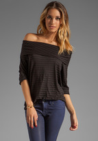 Thumbnail for your product : LAmade Tencel Stripe 3/4 Sleeve Off the Shoulder Top