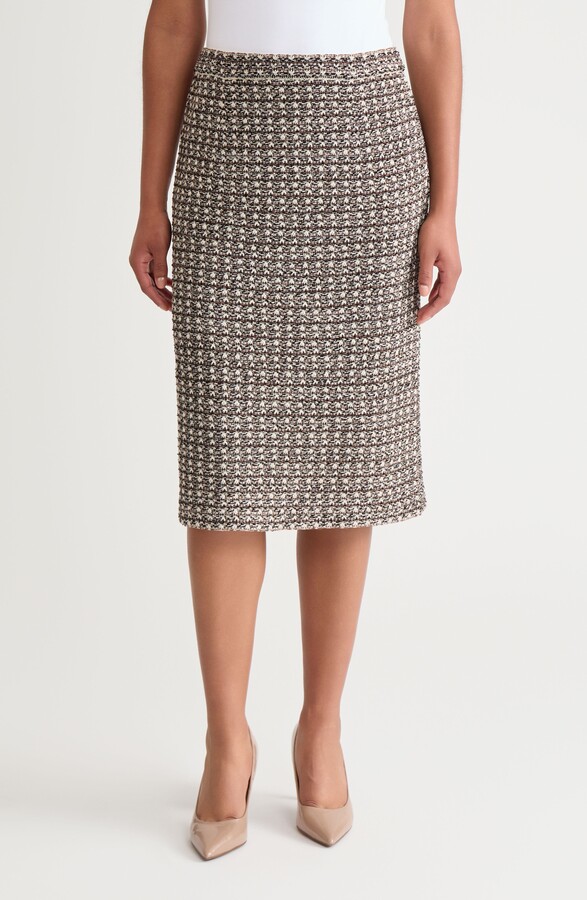 Ming Wang A-Line Tweed Knit Skirt
