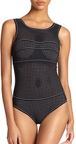 Thumbnail for your product : Karla Colletto Swim Perforated One-Piece Tank Swimsuit