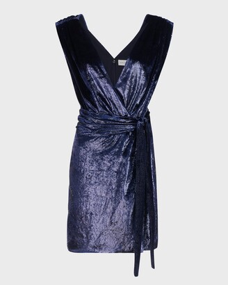 Halston Lennox Sleeveless Shimmer Velvet Mini Dress