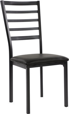 Latitude Run Metallic Side Chair with Leatherette Upholstered Seat Black Set of 4
