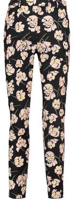 Rochas Floral-Print Cotton Slim-Leg Pants