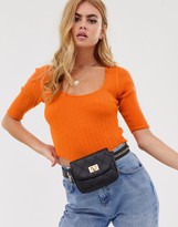 Thumbnail for your product : ASOS DESIGN scoop neck short sleeve jumper in fine knit rib
