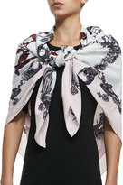 Thumbnail for your product : Alexander McQueen Botanical/Skull Logo-Print Scarf, Ivory/Pink