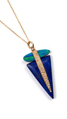Jacquie Aiche Opal/lapis Triangle Necklace