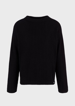 Emporio Armani Wool Sweater With Dropped Ribbing