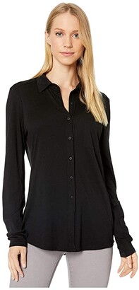 women's jersey knit button down shirt