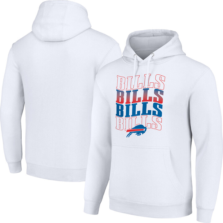 Men's Starter White Buffalo Bills Four Team Name Logo Fleece Pullover Hoodie