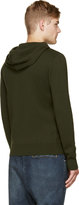 Thumbnail for your product : Balmain Green Merino Knit & Buttoned Hoodie