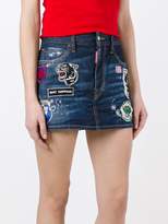 Thumbnail for your product : DSQUARED2 patches denim mini skirt
