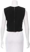 Thumbnail for your product : Alice + Olivia Lace-Accented Leather-Trimmed Top w/ Tags