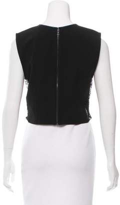 Alice + Olivia Lace-Accented Leather-Trimmed Top w/ Tags