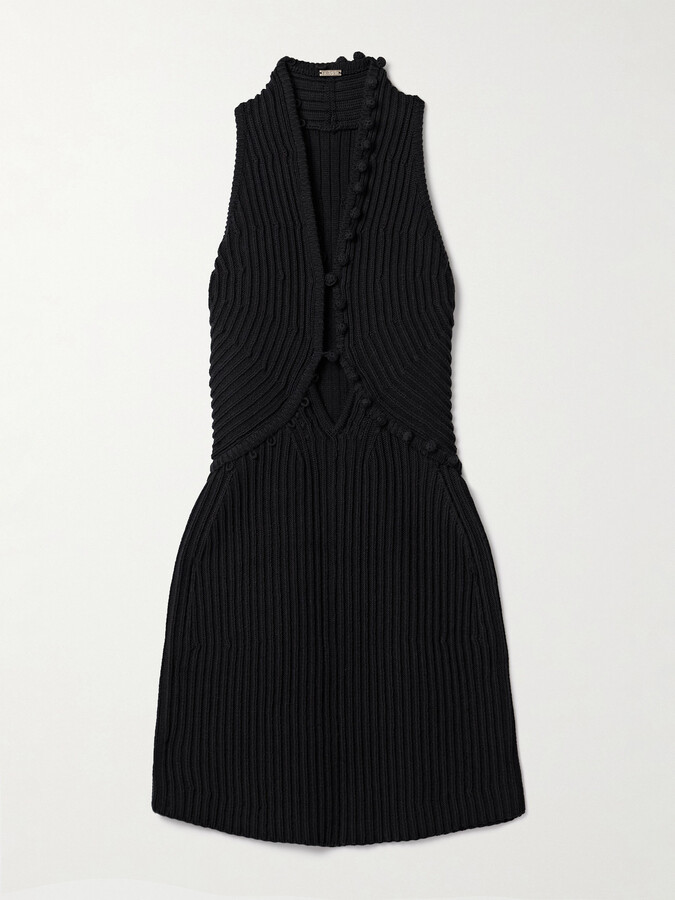 Cult Gaia Vivienne Cutout Ribbed Cotton Mini Dress - Black