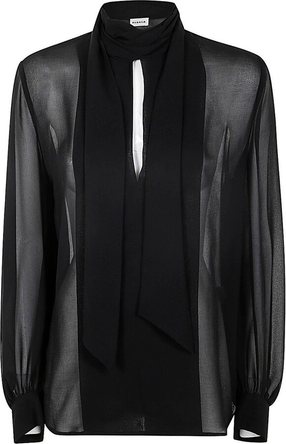 P.A.R.O.S.H. Pussy Bow Collar Long-Sleeved Shirt