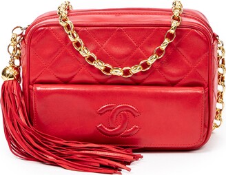 Chanel Red Perforated Leather French Riviera Shoulder Bag Chanel