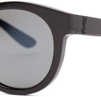 Saint Laurent Monogram Round Frame Acetate Sunglasses - Womens - Black