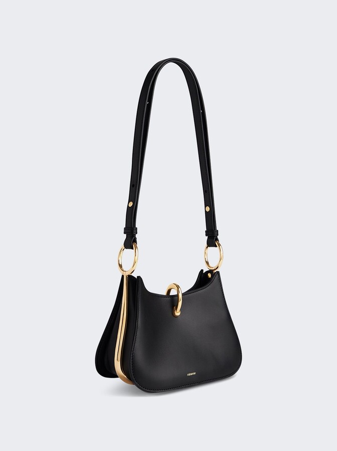 Rabanne Small Leather Ring Bag Black And Gold