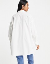 Thumbnail for your product : Selected oversized longline shirt in white