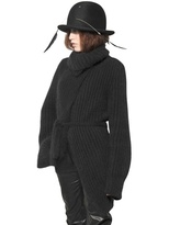 Thumbnail for your product : Ann Demeulemeester Angora Wool Ribbed Knit Cardigan