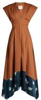 Thumbnail for your product : Roksanda Mituva Deep V Neck Butterfly Hem Poplin Dress - Womens - Brown Multi