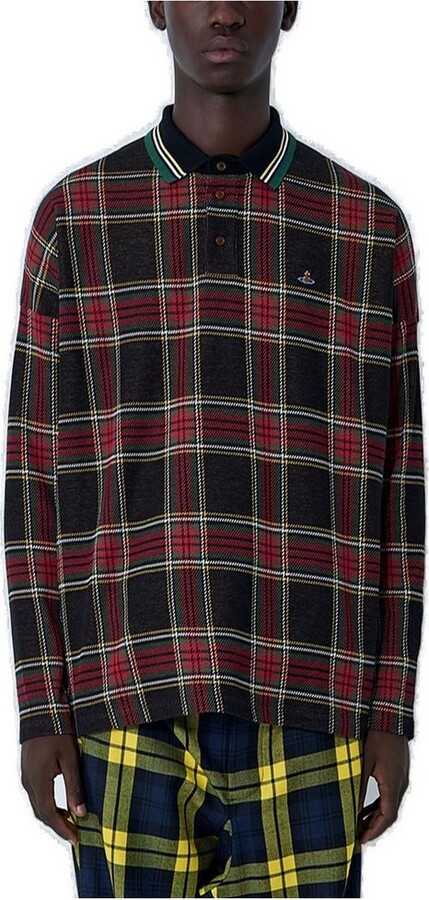 Vivienne Westwood Logo Embroidered Checked Polo Shirt