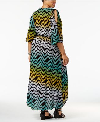 Melissa McCarthy Trendy Plus Size Cold-Shoulder Maxi Dress