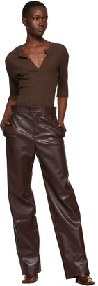 Yuzefi Burgundy Faux-Leather Classic Trousers