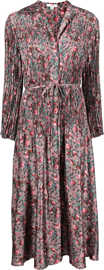 Vince Berry Blooms pleated shirt dress