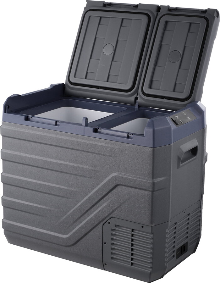 KFFKFF Vehicle Cooler, 12V Dual Compartment Portable Freezer, 40L Capacity, Temperature Range -4??? to 68???, Compatible with 12/24V DC & 100-240V AC, Ideal for Camping, RV, and Outdoor Use