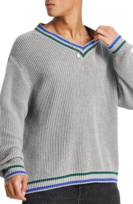 ASOS DESIGN Stripe Cricket Sweater