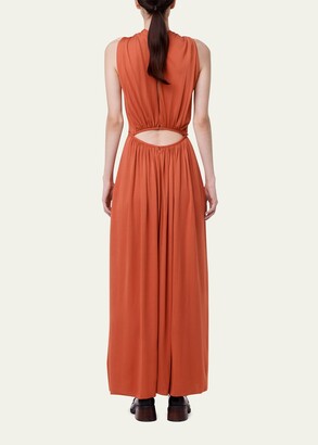 ANOTHER TOMORROW Shirred Maxi Dress with Back Cutout