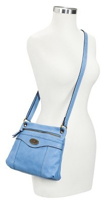 Bolo Women's Solid Crossbody Handbag with Front Zipper - Sky Blue