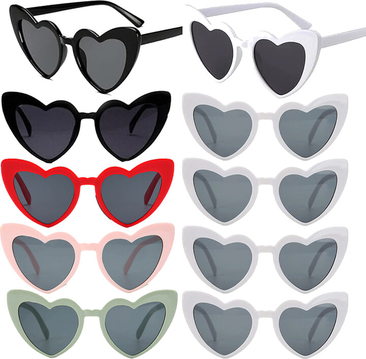 EsenTroye Heart Shaped Sunglasses Bachelorette Hen Party Vintage Cat Eye Glasses Bridesmaid Gifts Bridal Shower Favor Wedding Decorations
