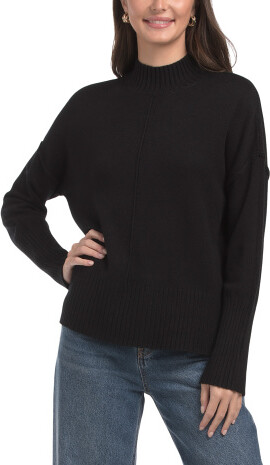 TJMAXX Mock Neck Yummy Jersey Ribbed Sweater, Nylon/Polyester/Rayon
