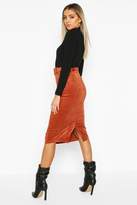 Thumbnail for your product : boohoo Self Fabric Belted Cord Midi Skirt