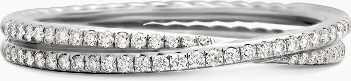David Yurman DY Crossover? Micro Pav? Band Ring in Platinum with Pav? Diamonds | Women's | Size 8